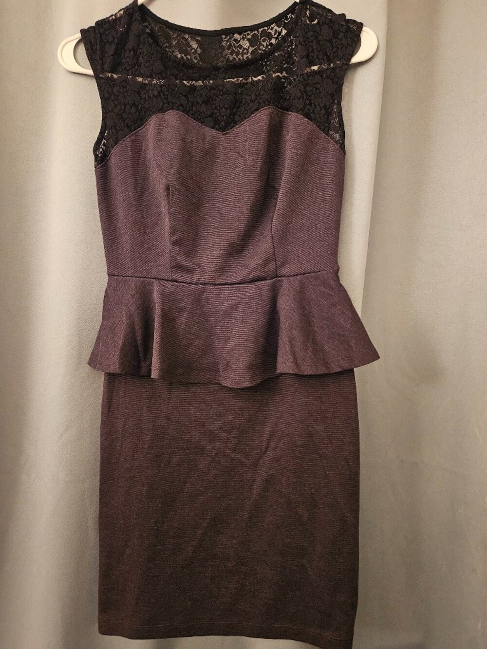 Sweet Storm Brand Black Lace Gray Peplum Dress Size Small
